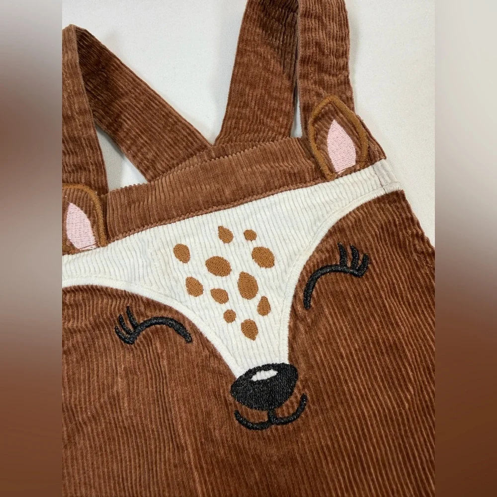 THE CHILDREN’S PLACE Girls Brown Corduroy Deer Jumper Dress Size‎ 4T